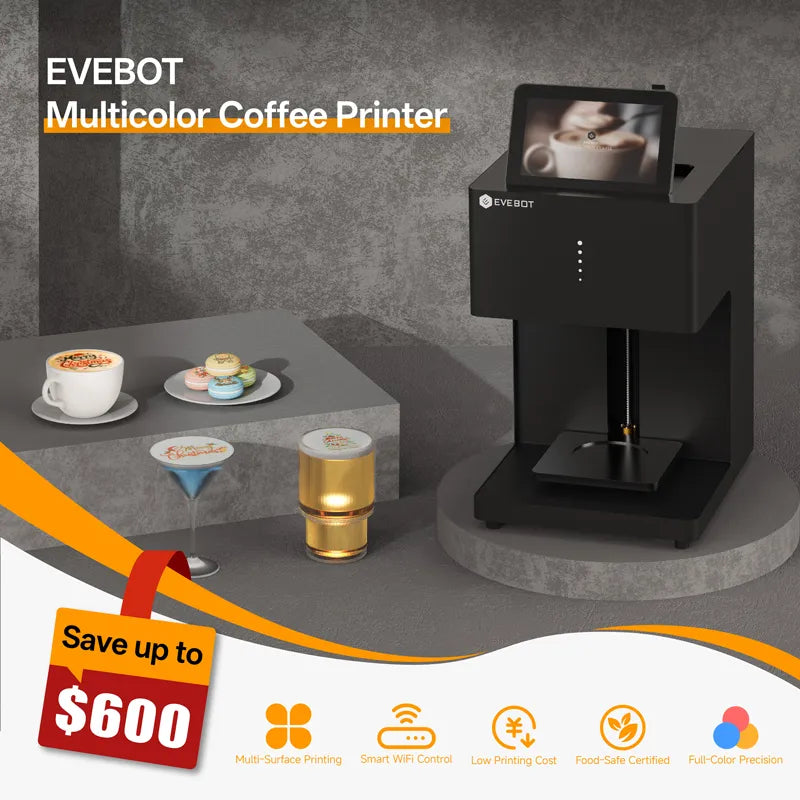 Evebot Multicolor Coffee Drink Printer EB-FC1 Color Food Printer