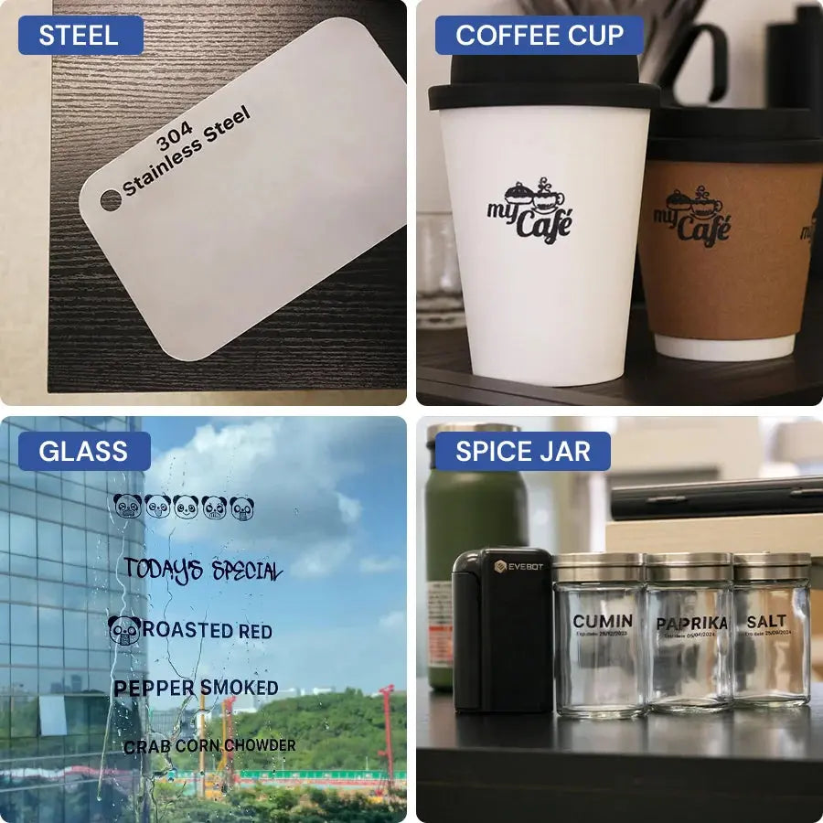 Evebot PrintInd — 可攜式手持式噴墨印表機噴碼機，搭配快乾墨水匣，適用於各種材質表面列印 Evebot