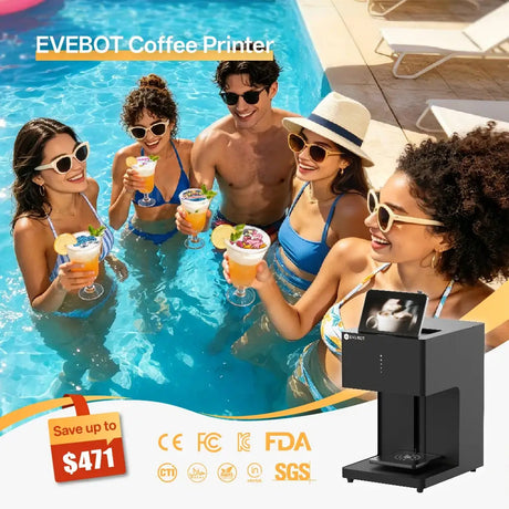 Evebot Multicolor Coffee Drink Printer EB-FC1 Color Food Printer Evebot